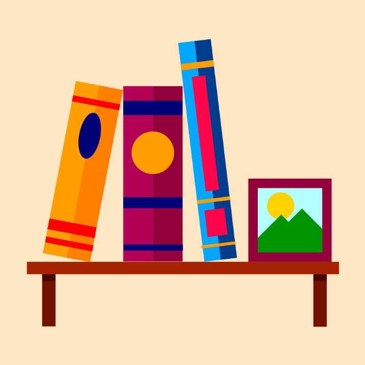 An illustration of books on a shelf