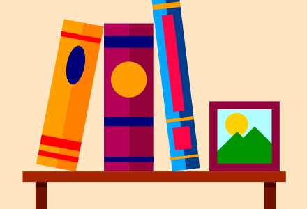 An illustration of books on a shelf