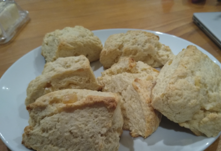 A picture of scones on a plate.