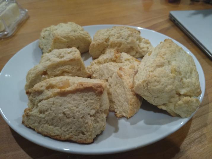 A picture of scones on a plate.