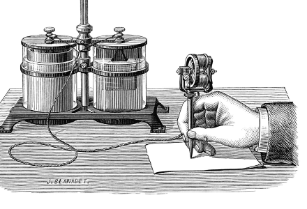 An illustration of Edisons Electric Pen from 1884.