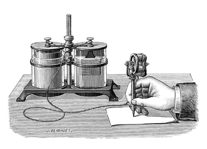 An illustration of Edisons Electric Pen from 1884.